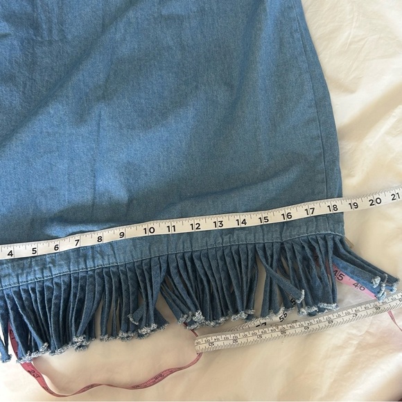 ALFREDO’S WIFE Oversize Wide Leg Pull On Denim Chambray Pants Fringe Trim Hem 1X - Picture 7 of 10
